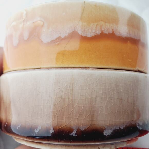 Vintage Ceramic Stackable Ashtrays Adult's MCM Small Brown/Orange Collectible X2 - Picture 9 of 9